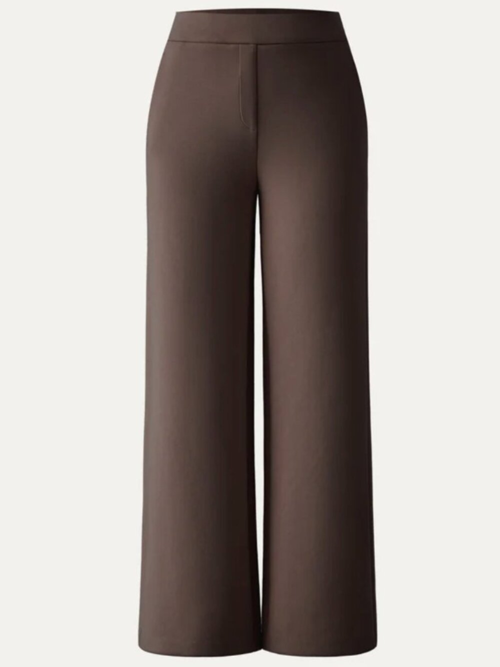 Textured Mid Rise Pull-on Wide Leg Pant with Pockets, Wood (brown) color, 2XL
